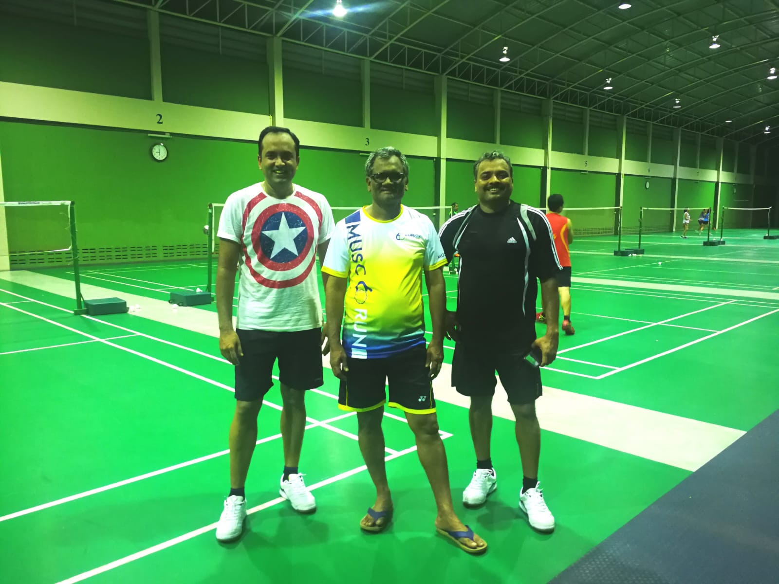 KP on the cricket / sports court with teammates
